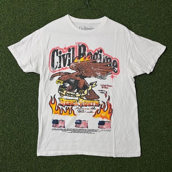 Civilregime Rebel Youth Graphic Eagle Tee Shirt White - Picture 1 of 6